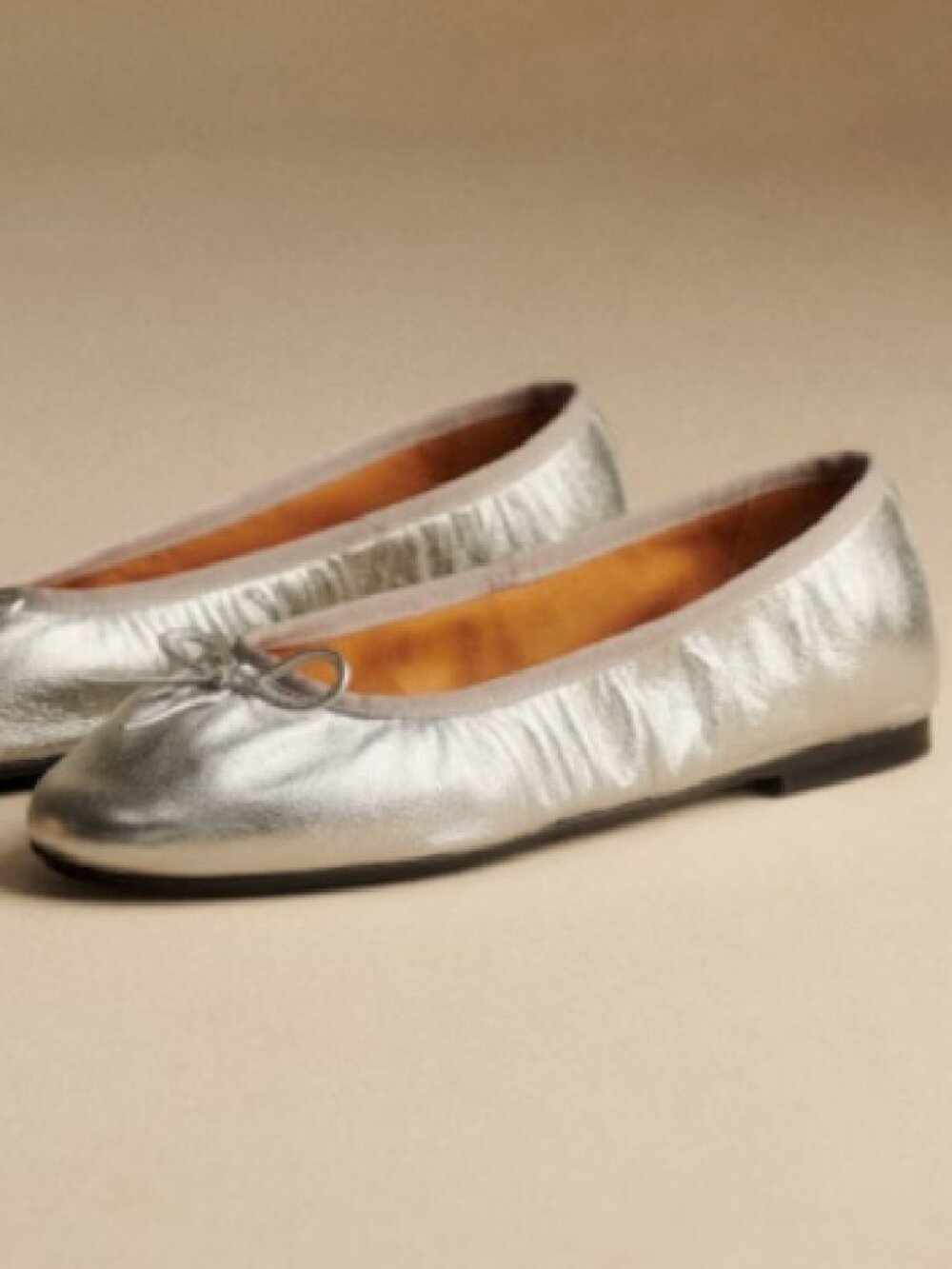 Sezane Agathe Low Ballerinas - Silver, Size US10 / EU41